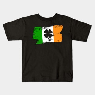 Black Irish Flag w/Clover Kids T-Shirt